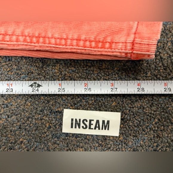 Free People Womens Orange Peach Corduroy Ankle Pants Floral Embroidered Size 27 - Picture 8 of 9